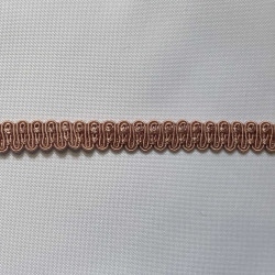 pholstery braid 14mm - light Brown color, a strip of the gimp placed on a white background