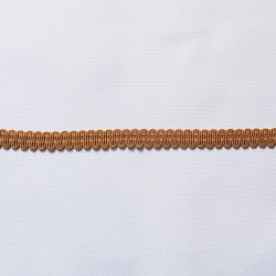 pholstery braid 14mm - Ochre color, a strip of the gimp placed on a white background