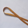 Upholstery braid 14mm - Ochre color, a loop shape placed on a white background
