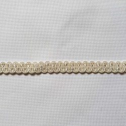 pholstery braid 14mm - pearl White color, a strip of the gimp placed on a white background