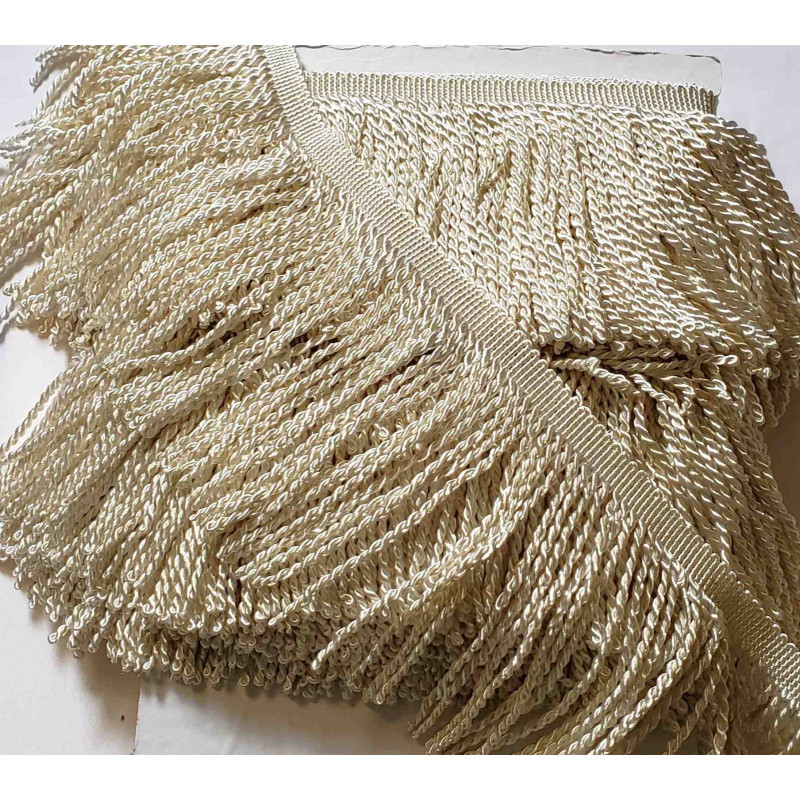 Thick bullion fringe - 150mm (6'') -  Ivory, full reel on the table