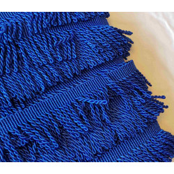 Thick bullion fringe - 60mm - Royal Blue color, full reel of the fringing placed on a white background