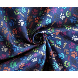 Mini Dog's paws -navy - Water resistant canvas fabric