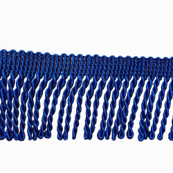 Thick bullion fringe - 60mm - Royal Blue color, a strip of the fringing placed on a white background