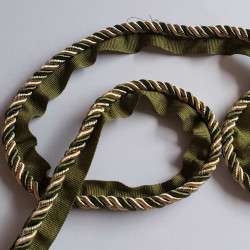 Two-tone upholstery piping cord - olive&beige - size 7