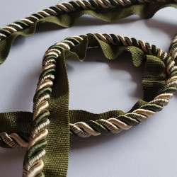 Two-tone upholstery piping cord - olive&beige - size 7