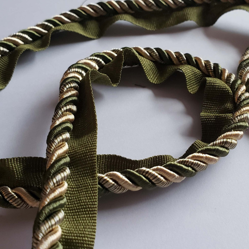 Two-tone upholstery piping cord - olive&beige - size 7