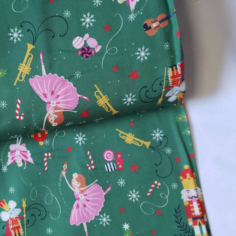 christmas cracker-green - cotton fabric
