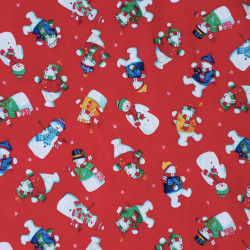 Christmas snowman - red - cotton fabric