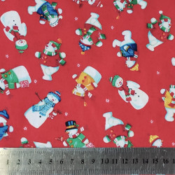 Christmas snowman - red - cotton fabric