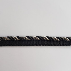 Two-tone upholstery piping cord - black&silver