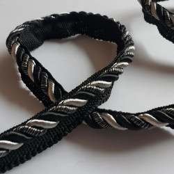 Two-tone upholstery piping cord - black&silver
