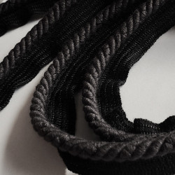 Cotton flanged rope  piping cord 6mm - Black