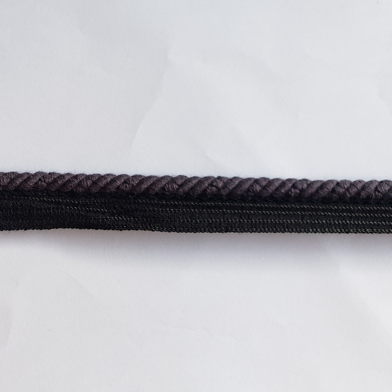 Cotton flanged rope  piping cord 6mm -  Graphite grey