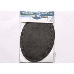 Faux suede elbow patches - dark grey, package placed on a white background