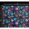 Mini Dog's paws on Navy - fully waterproof fabric, the fabric with measuring tape