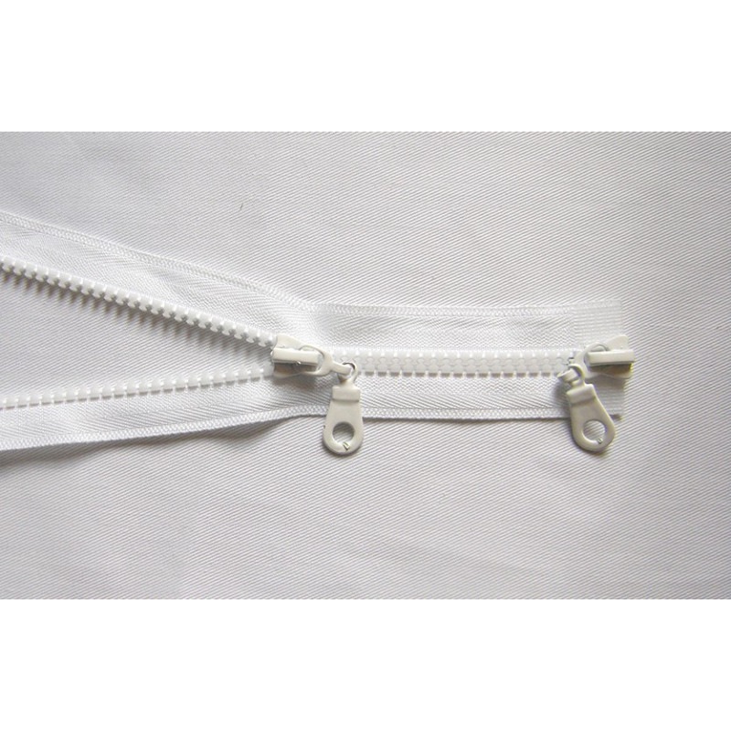 double slider zip - white - chunky - 50cm