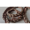 Two-tone upholstery piping cord - coffee brown/ beige - size 7, piping is placed on a wooden table