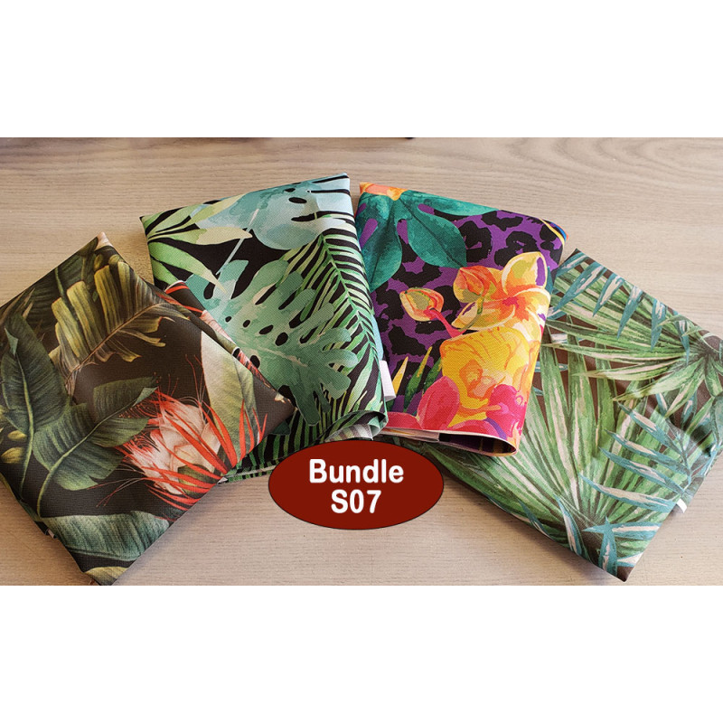 Outdoor fabric remnants bundle - 4 pieces- tropical designs
