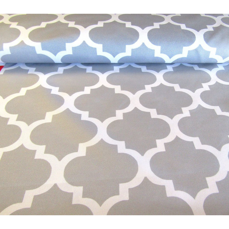 Waterproof fabric -  Moroccan Quatrefoil - grey