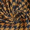 Classic houndstooth design Black&Mustard- velvet fabric, the photo shows the fabric with the twist