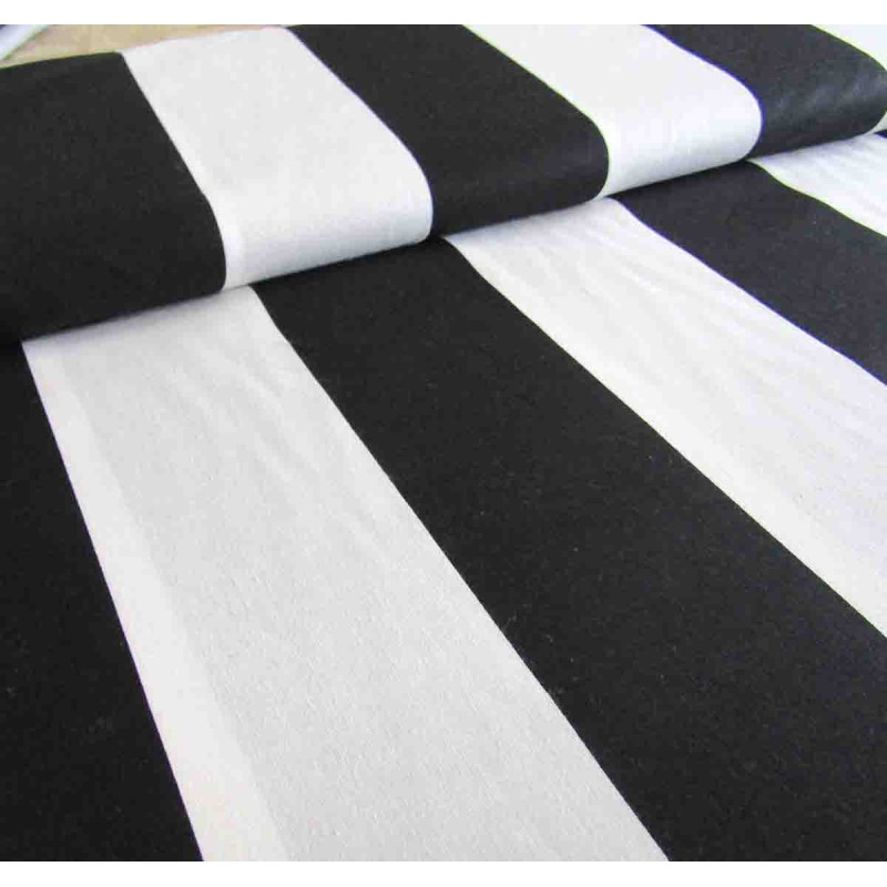 Wide black&white stripes - medium-weight cotton fabric, placed across the frame with a fold