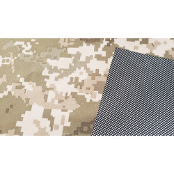 Soft shell fabric- military pixels camouflage, the photo shows both sides of the fabric