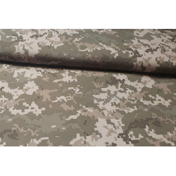 Soft shell fabric- military pixels camouflage, the photo shows the fabric with the fold across the frame