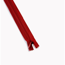closed-end invisible zip- dark red - 45cm long , placed on a white background