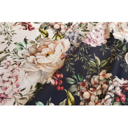 Hydrangeas flowers on graphite grey- velvet fabric