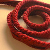 Cotton flanged rope  piping cord 6mm - Red, twisted, placed on a white background