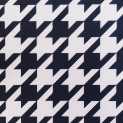 Classic houndstooth design Black& Off-white - velvet fabric, photo of the close-up of the fabric
