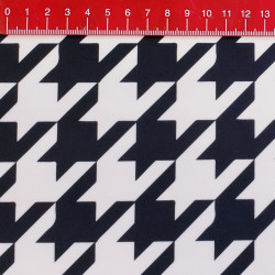 Classic houndstooth design Black& Off-white - velvet fabric