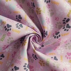 Mini Dog's paws -Light pink - Water resistant canvas fabric