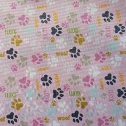 Mini Dog's paws -Light pink - Water resistant canvas fabric