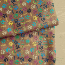 The  mini dog's paws on brown - fully waterproof fabric  with a fold across the frame.