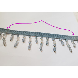 Glass bead fringing - duck egg blue -SALE -25%