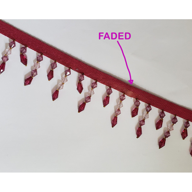 Glass bead fringing - raspberry -SALE -25%