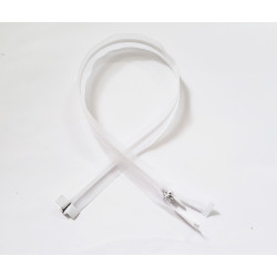 Invisible Zip 40 cm - white- transparent - open end zip, placed  on a white background