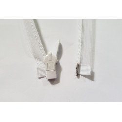 Invisible Zip 40 cm in white color - transparent - open end zip, detail of the end of the zip