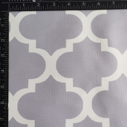 Water-resistant canvas - Moroccan Quatrefoil - pale lilac, the photo with the ruler to show the size of the pattern