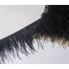 Ostrich feather fringe trim - black color, placed on a white, contrasting background