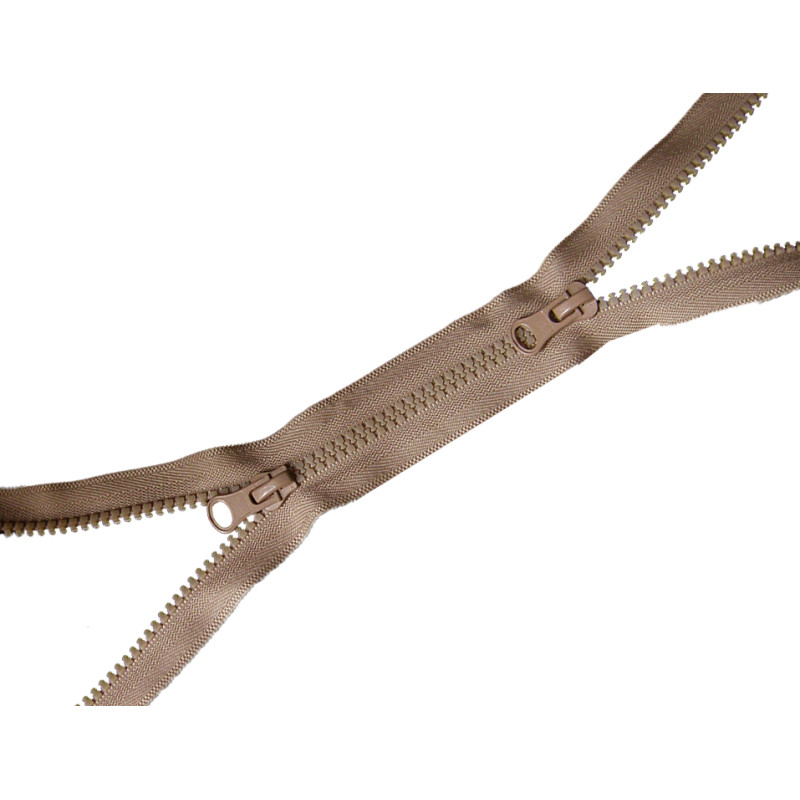 double slider chunky zip - beige 
 color, 85cm long,  on a white background