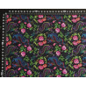 Water-resistant canvas fabric - Mini Dragons&Roses on black with a measuring tape, to show the size of the design