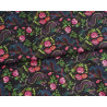 Water-resistant canvas fabric - Mini Dragons&Roses on black placed across the frame with a fold