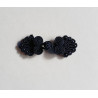 Frog fastener- black with beads, placed on a white background