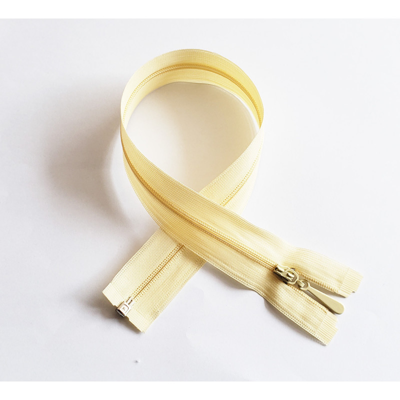 Invisible Zip 35 cm - custard - open-end zip placed on a white background