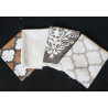 Cotton canvas remnants bundle - ornamental design- 4 pieces of the fabric , placed on a dark color background