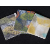 Cotton canvas remnants bundle - tropical monstera design- 3 pieces of the fabric placed on a dark background
