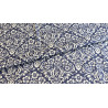 Floral damask - navy on natural- canvas- remnant 50/146cm
